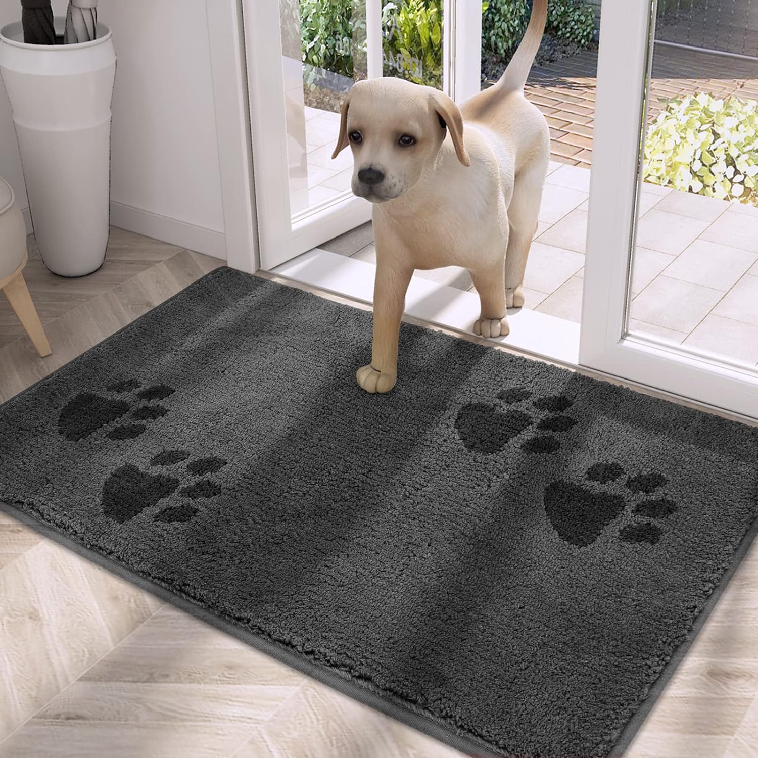 PURRUGS Dirt Trapper Door Mat 20" x 31.5", Non-Skid/Slip Machine Washable Microfiber Entrance Rug, Shoes Scraper, Dog Door Mat, Super Absorbent Floor Mat for Muddy Wet Shoes and Paws, Grey