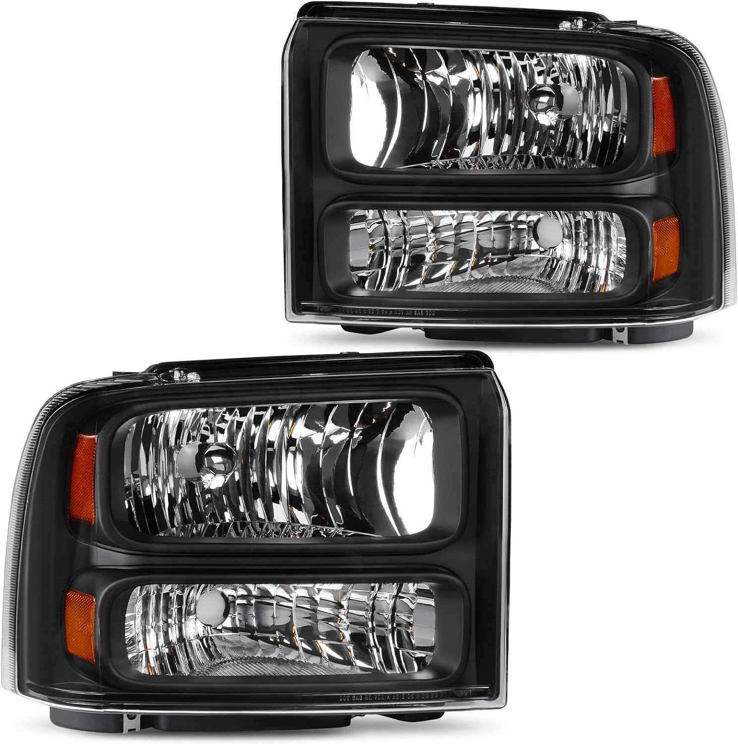 DWVO Headlights Assembly Compatible with 2005-2007 Ford F250 F350 F450 F550 Super Duty/05 Ford Excursion Black Housing Clear Lens