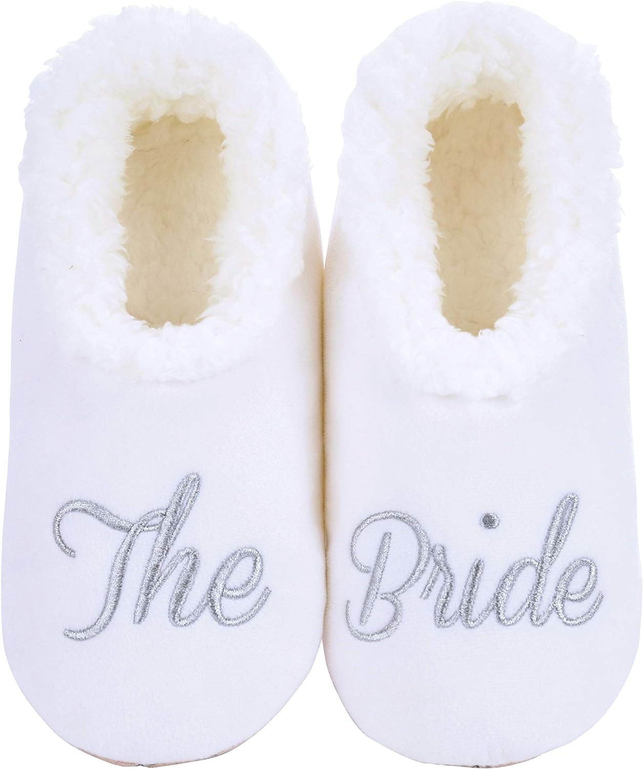 Snoozies Pairable Slipper Socks - Funny House Slippers for Women, Non-Slip Fuzzy Slipper Socks - The Bride