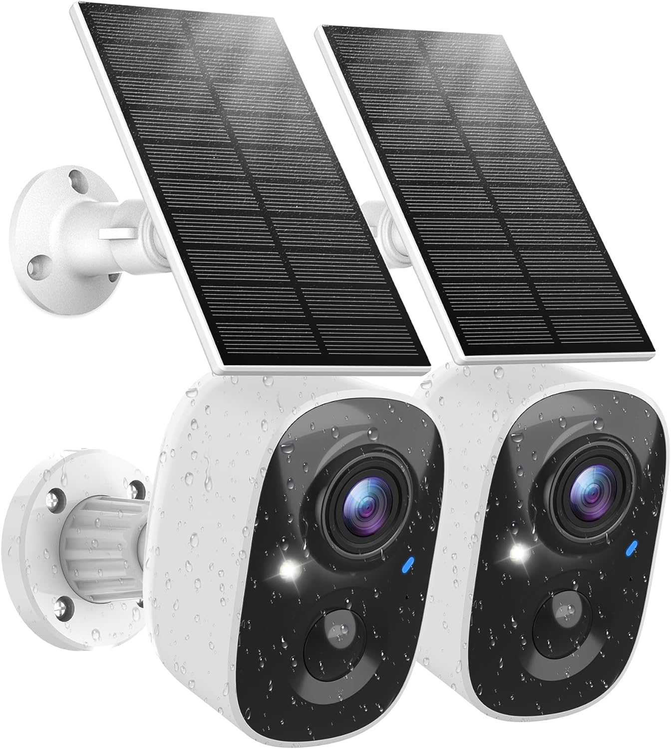 Solar Security Camera Wireless Outdoor (2 Pack), Solar Powered Cameras for Home Security with AI Motion Detection, 2K Color Night Vision, IP66 Weatherproof, 2.4GHz Wi-Fi, Cloud/SD Storage