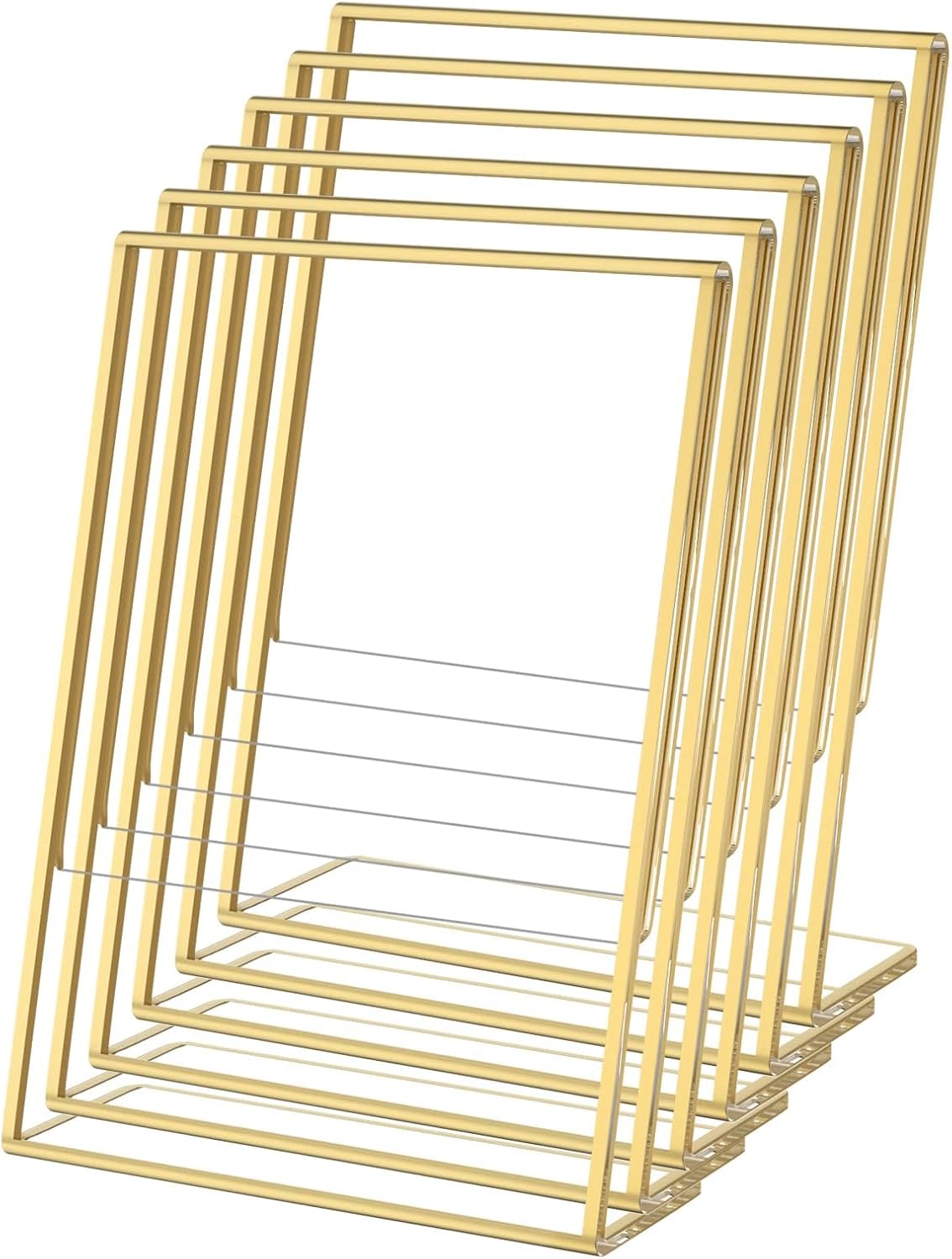 NIUBEE 6 Pack 5 x 7 Acrylic Gold Frame, Slanted Back Table Sign Holder for Wedding Table Numbers, Restaurant Signs, Photos and Art Display Visit the Store