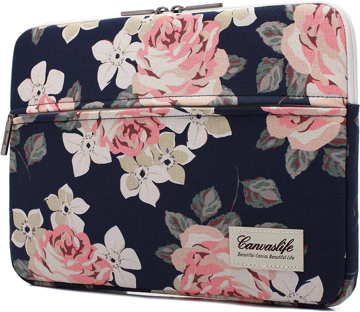 Canvaslife White Rose Patten Laptop Sleeve 14 inch 14.0 inch Laptop case Bag