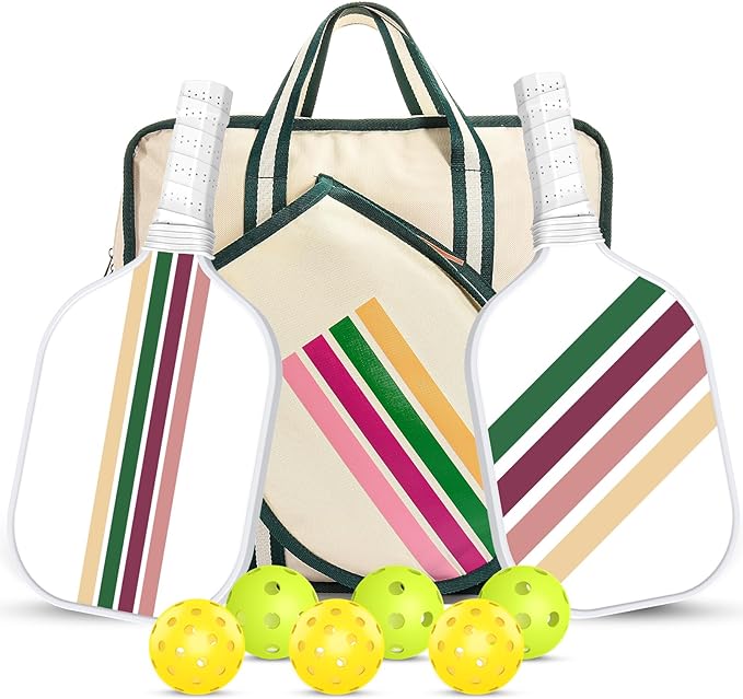 Pickleball Bag Pickleball Paddles Set USAPA Approved,Durable Fiberglass Surface Lightweight and Durable, Pickleball Bag, 4 Pickleball Balls, 2 Fiberglass Pickleball Paddles- Perfect for Beginners