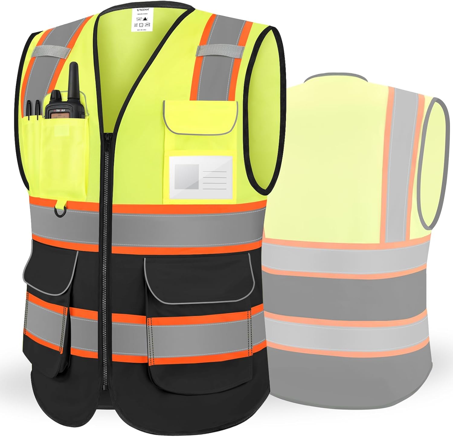 TICONN Reflective Safety Vest High Visibility Class II Mesh Vest for Women & Men Meets ANSI Standards