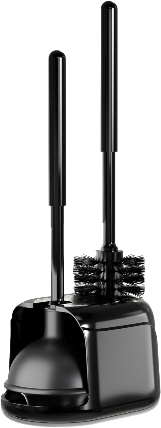 Utopia Home Toilet Plunger - Toilet Brush and Plunger Set for Bathroom - Toilet Plunger and Brush Set with Holder for Deep Cleaning (Black)