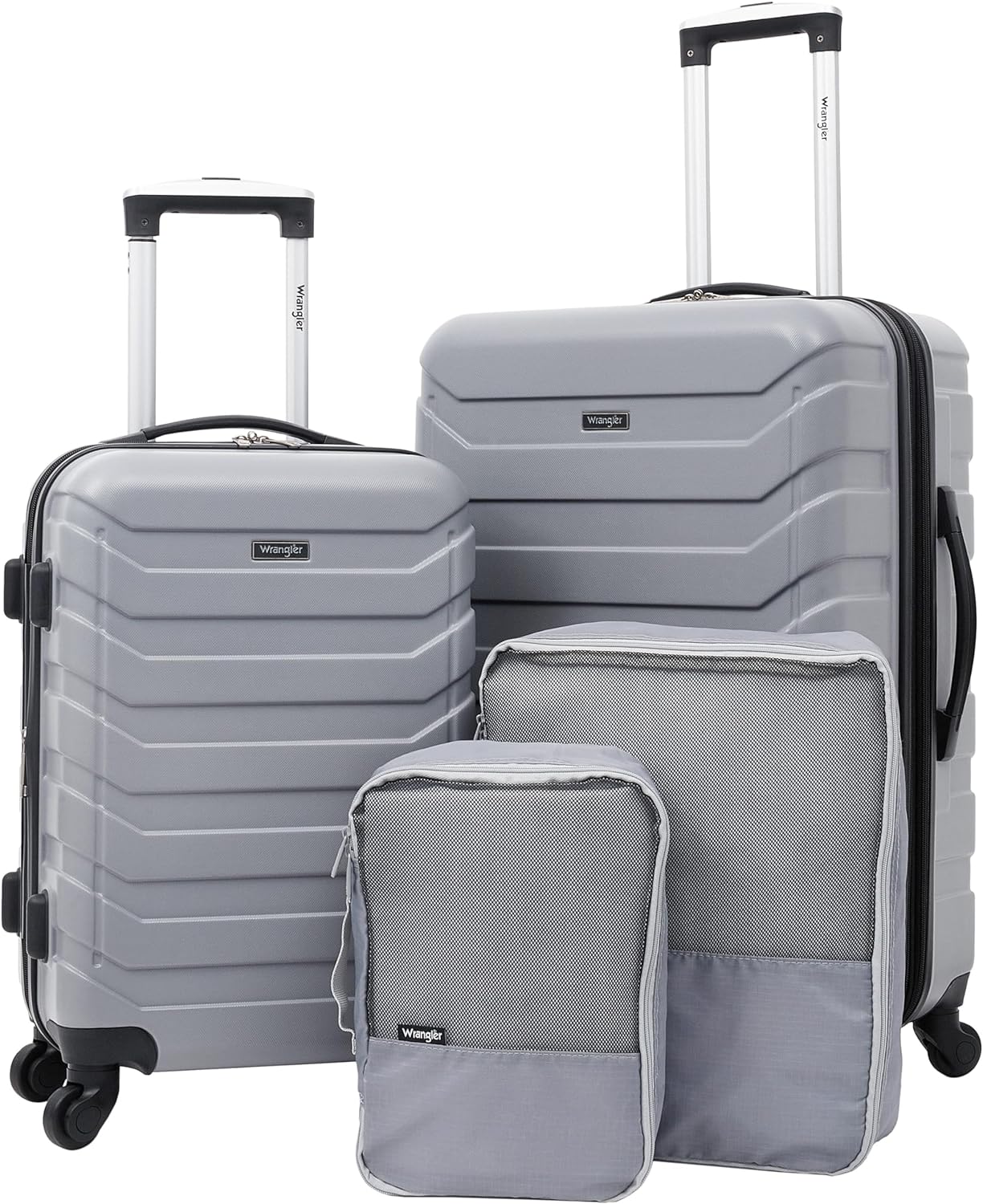 Wrangler 4 Piece Elysium Luggage and Packing Cubes Set, Sharkskin