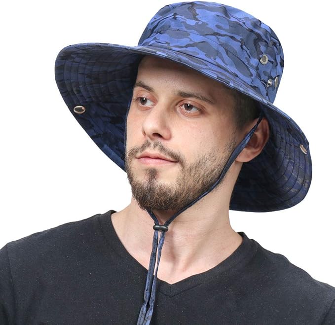 CAMOLAND Mens Fishing Hat Wide Large Brim Sun Hat with Outdoor UV Protection