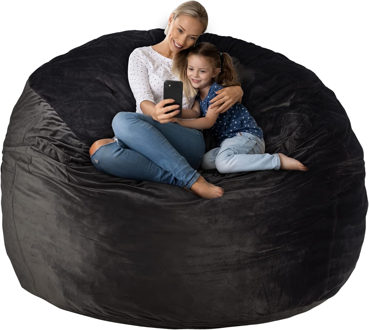 HABUTWAY Bean Bag Chair: Giant 5' Memory Foam Furniture Bean Bag Chairs for Adults with Microfiber Cover - 5Ft,Black