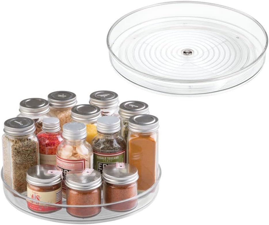 iDesign Linus Turntable, Kitchen Pantry or Countertop Organization, 9 Inch, Clear, 2 Count