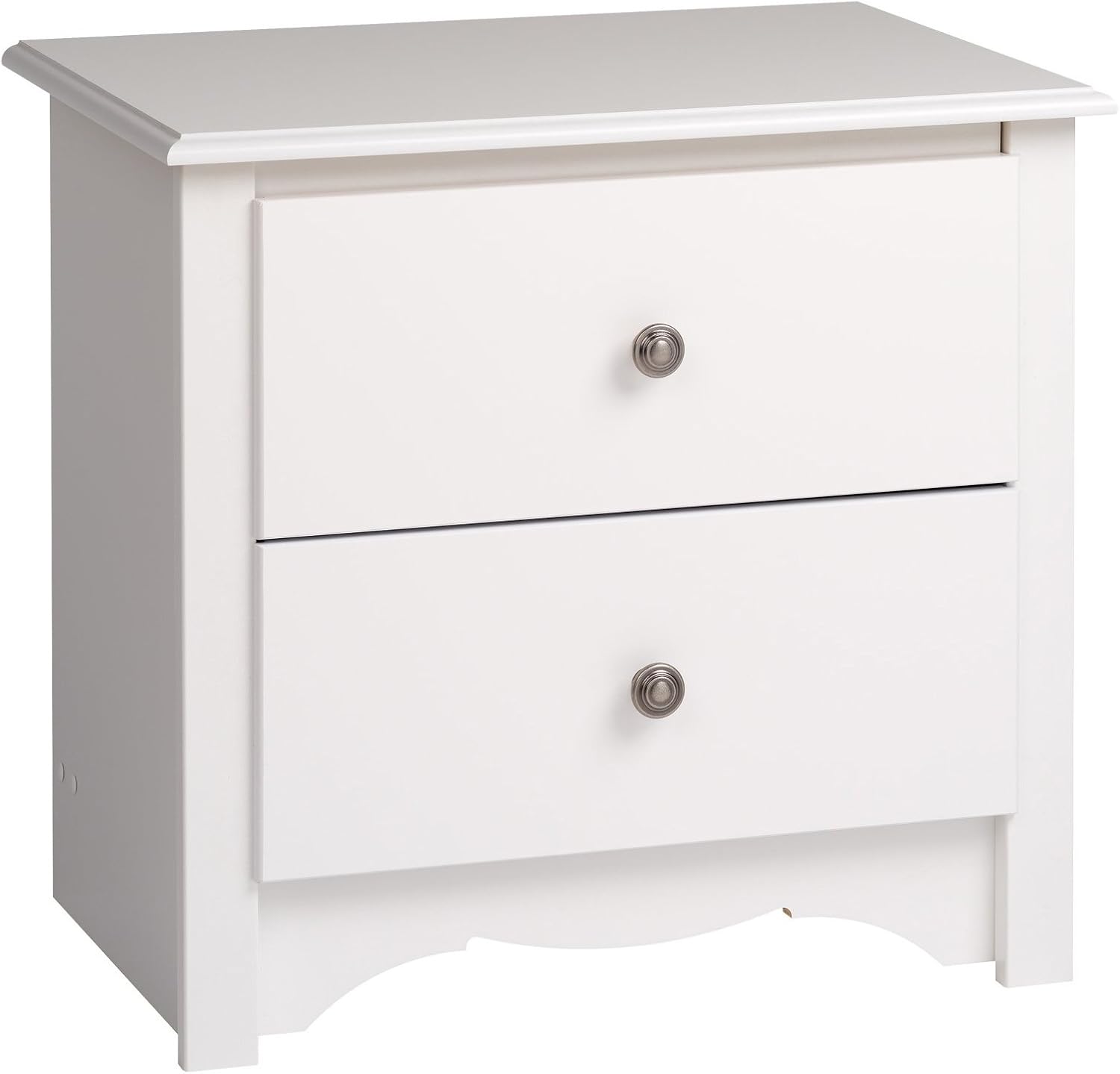 Prepac Sonoma Traditional Nightstand Side Table with 2 Drawers, Functional 2-Drawer Bedside Table 16 D x 23.25 W x 21.75 H, White, WDC-2422