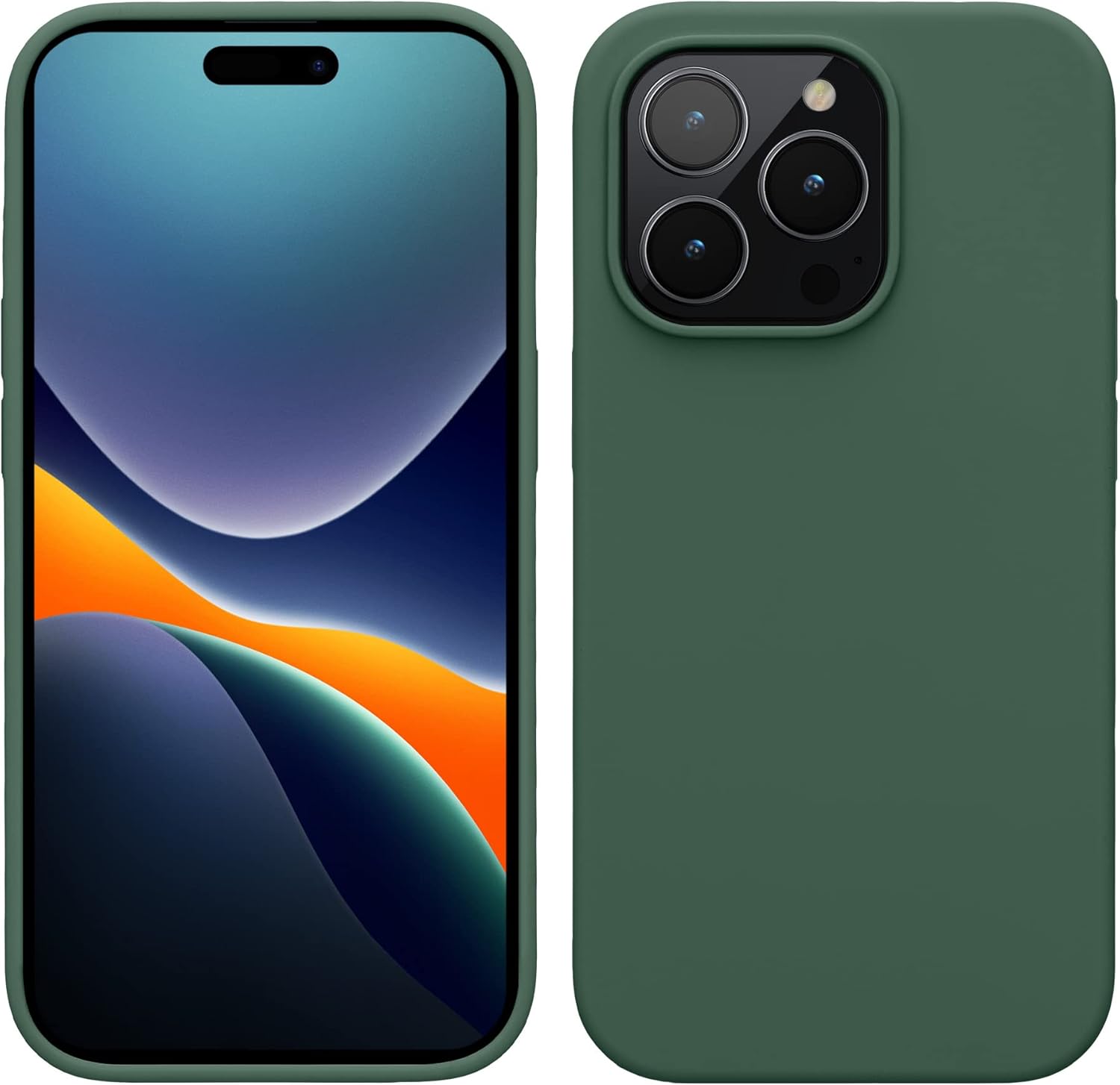 kwmobile Case for iPhone 14 Pro Case - Slim Soft TPU Silicone Cover - Works with Wireless Charging - Forest Green