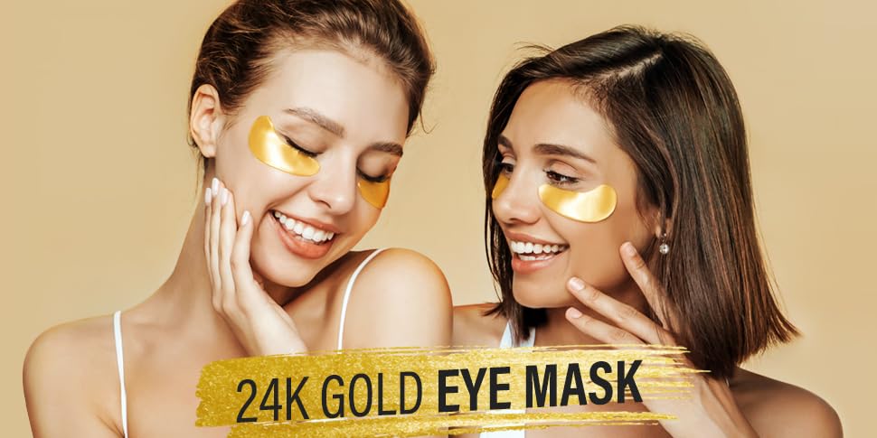 24k Gold Under Eye Patches (50 Pairs), eye mask, Collagen Skin Care Products, Eye Patches for Puffy Eyes, eye masks for dark circles and puffiness