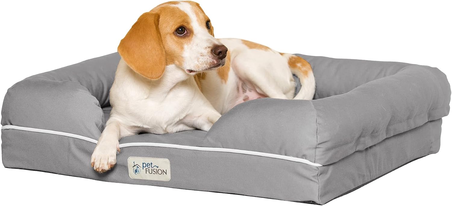 PetFusion Ultimate Dog Bed, Orthopedic Memory Foam, Multiple Sizes and Colors, Medium Firmness Pillow, Waterproof Liner, YKK Zippers, Breathable 35% Cotton Cover