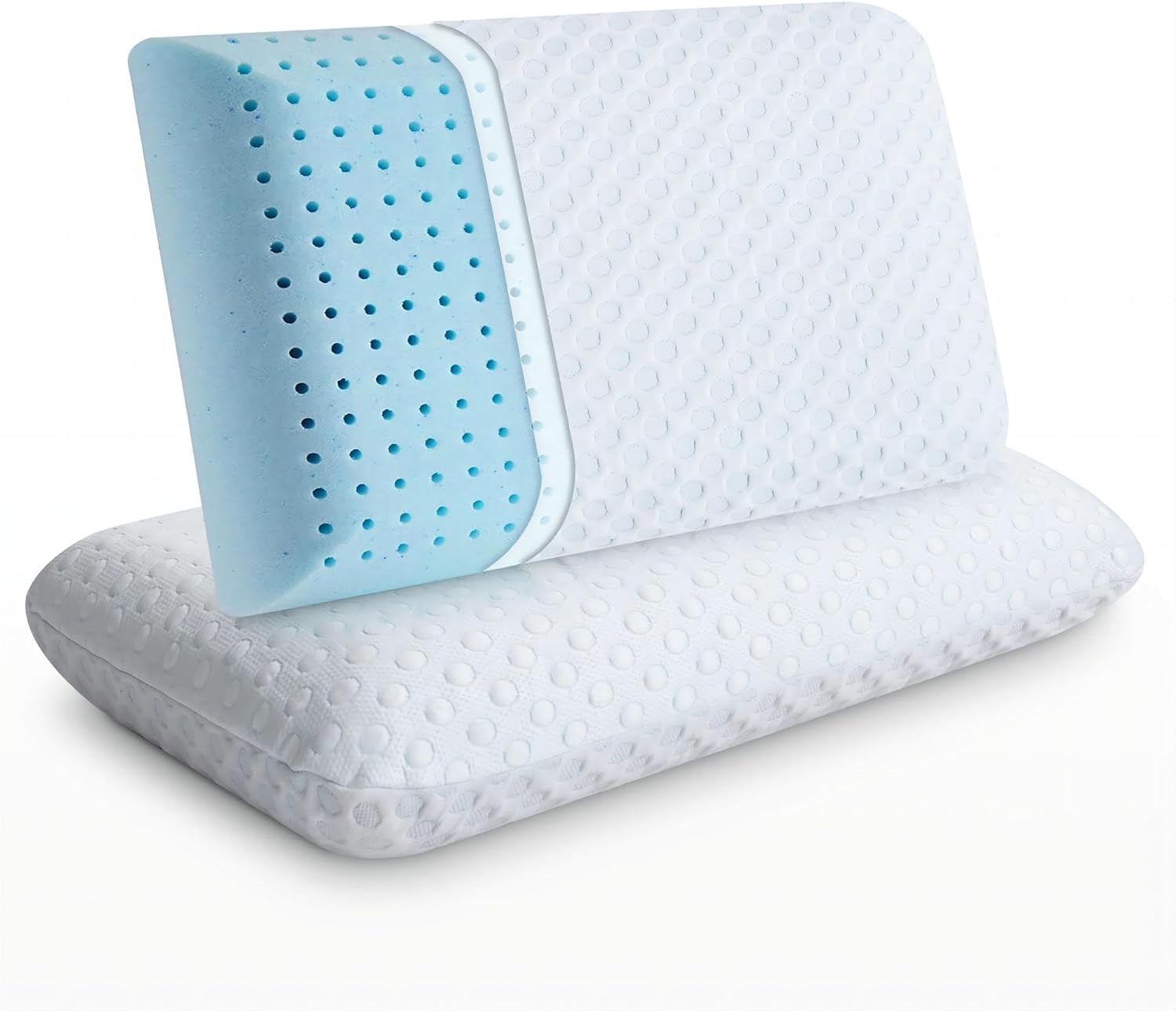 I bought these for my mom cuz she needed pillows these came very fast and we were surprised that they were vacuumed sealed and look little little thin pillow but to our great surprised they grew to an actual big size and the covers come off of them for easy washing and they are so comfortable