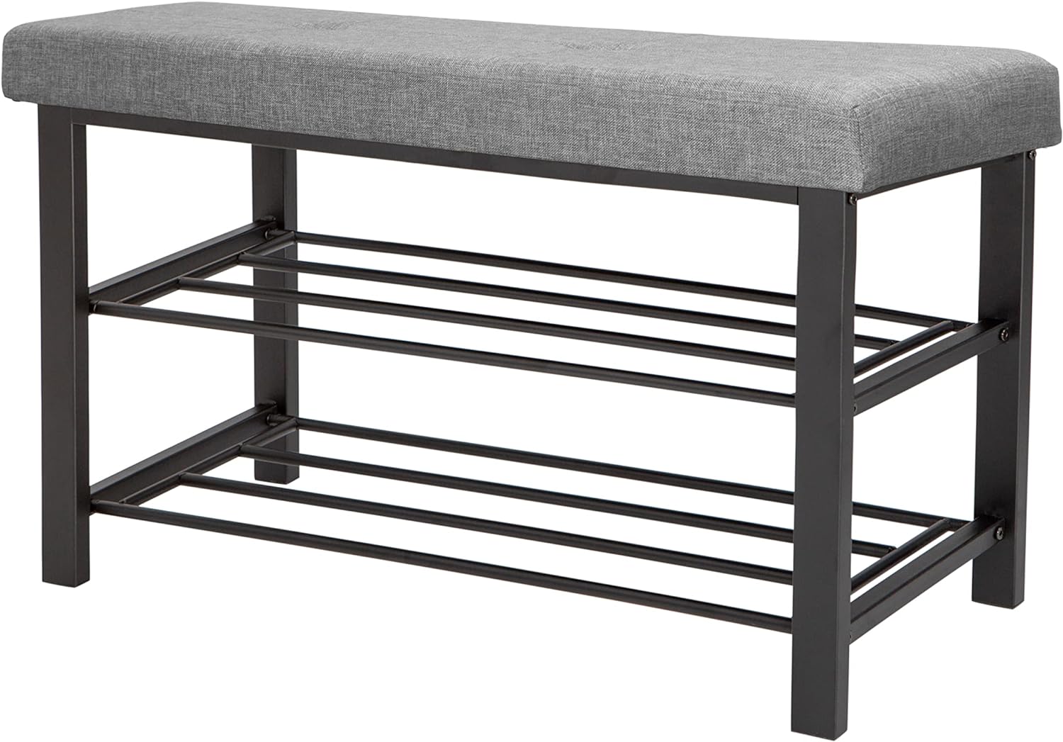 Simplify Storage Bench, Shoe Rack, Ottoman, Tufted, Padded Seating for Entryway, Bedroom, Closet & Hallway, Grey