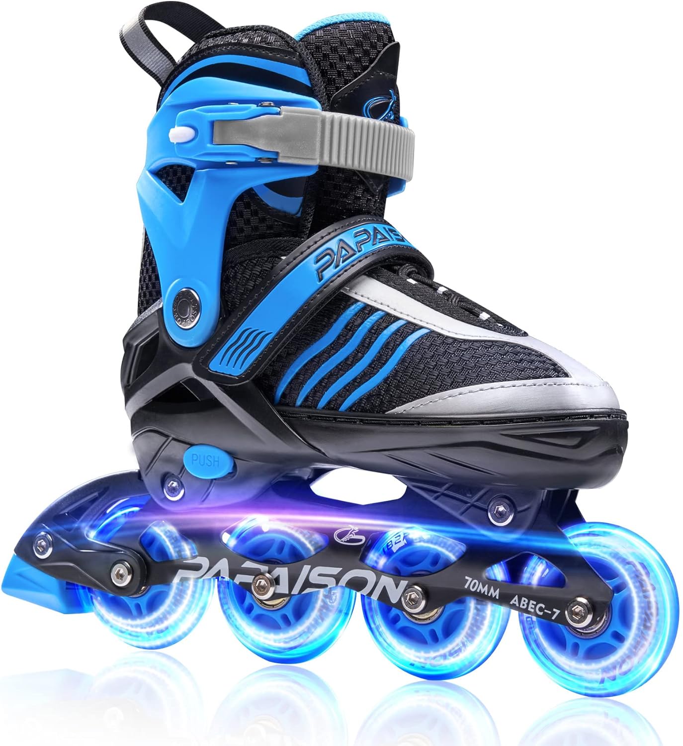 PAPAISON Adjustable Inline Skates Boys Ages 4-12, Roller Skates for Girls Kids with Full Light Up Wheels, Outdoor Skates Illuminating Skates for Children Teens Women