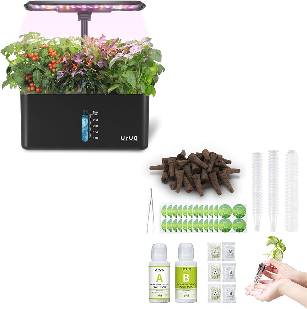 8 Pods Hydroponics Growing System Indoor Garden Black & 188Pcs Hydroponic Pods Supplies