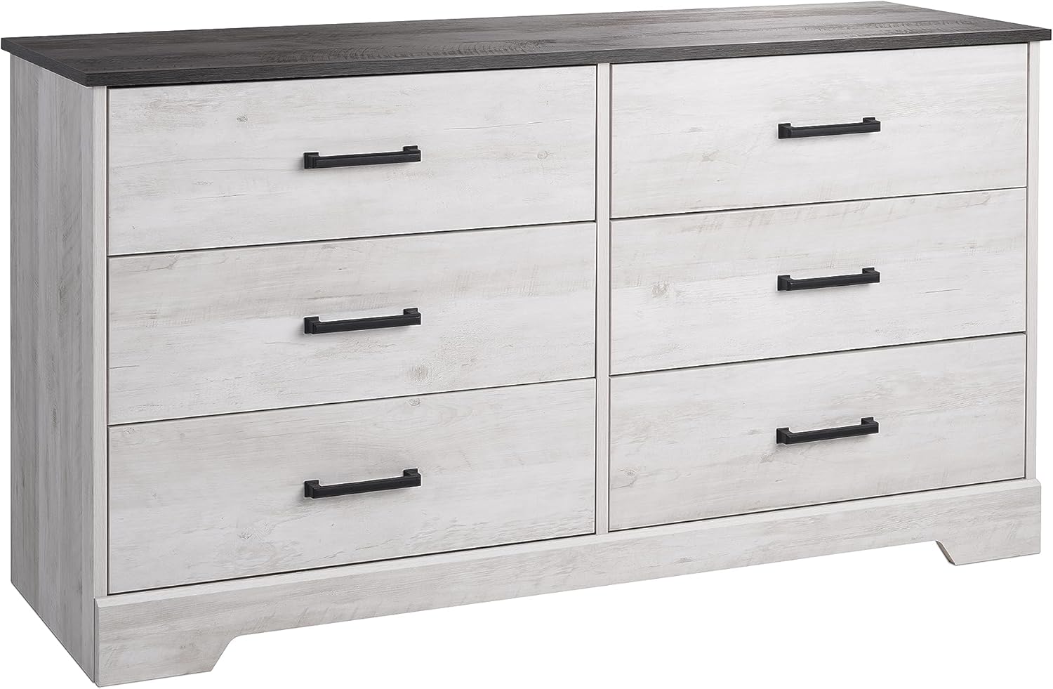 Prepac Rustic Ridge Farmhouse 6-Drawer Chest of Drawers for Bedroom, Wooden Bedroom Drawer Dresser with 6 Storage Drawers, 18.25in x 53.25in x 28.5in, Washed White, ADBR-1606-1