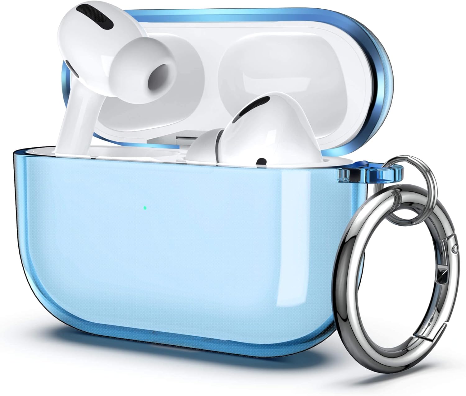 ULAK Compatible with Airpods Pro Case, Designed Protective Cover Soft TPU Transparent Shockproof Case Accessories with Keychain for Airpods Pro 1st Generation 2019, skyblue