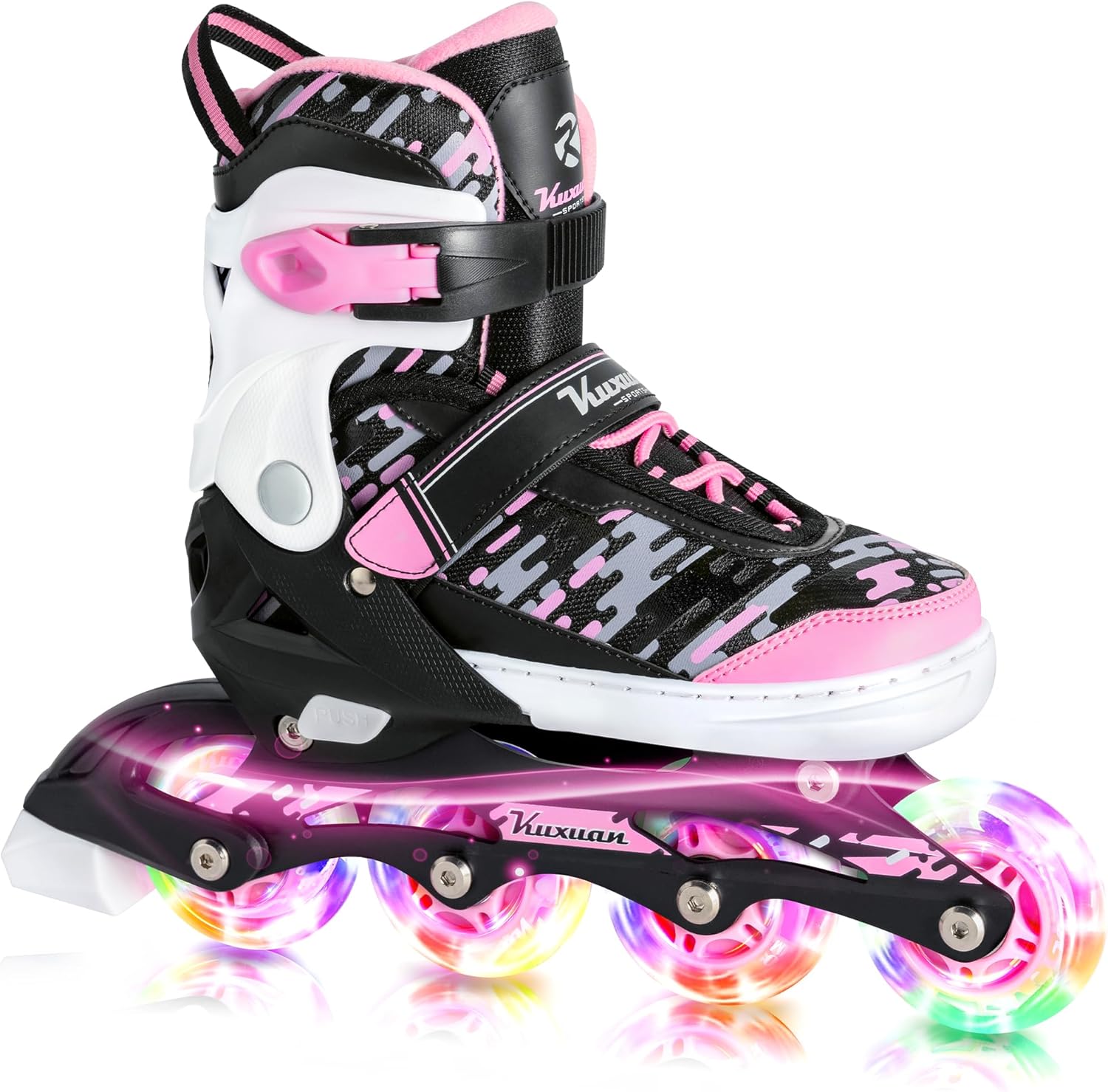 Kuxuan Skates Adjustable Inline Skates for Kids and Teens, Boys Girls Women Beginner Fun Illuminating Skates Outdoor and Indoor