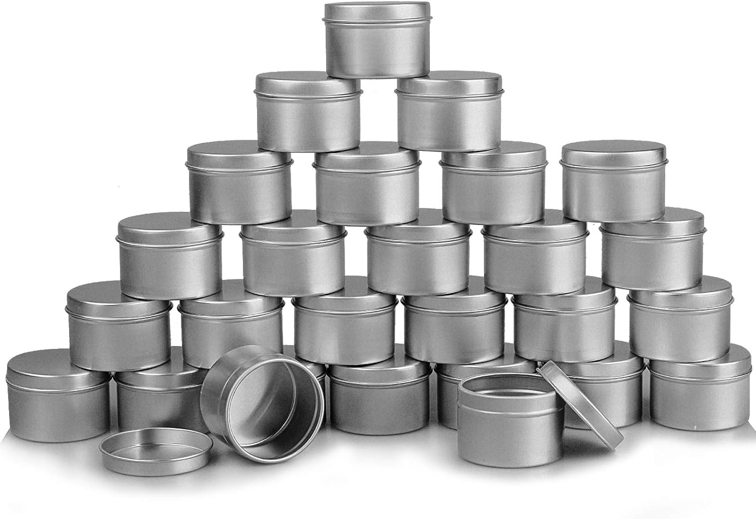 DINGPAI 27pcs Candle Tins, 2oz Metal Tins, Round Empyt Candle Containers for Candle Making, Party Favors, Spices & Gifts