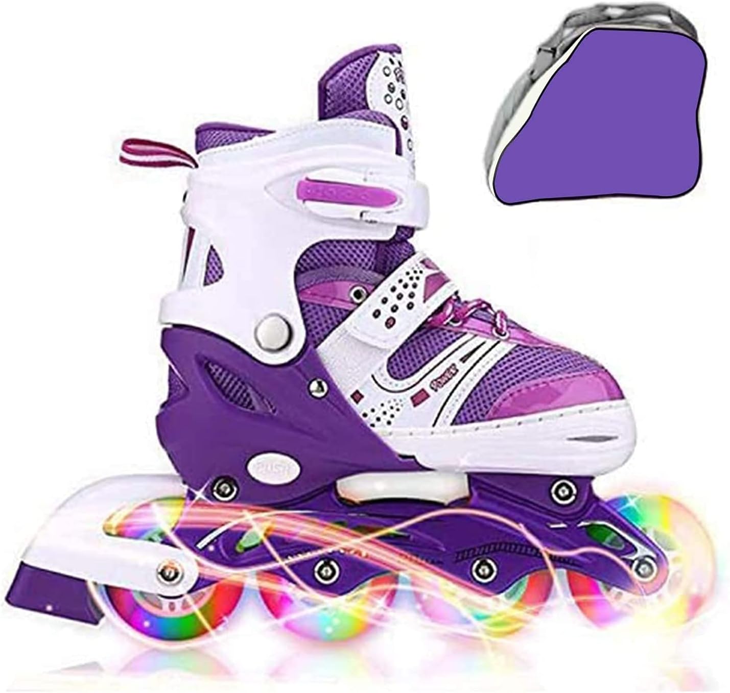 Kids Adjustable Flashing Inline Skates for Boys, Girls and Adults with Full Light Up Wheels, Outdoor Roller Skates for Kids Beginner Ages 4-12, Men and Women