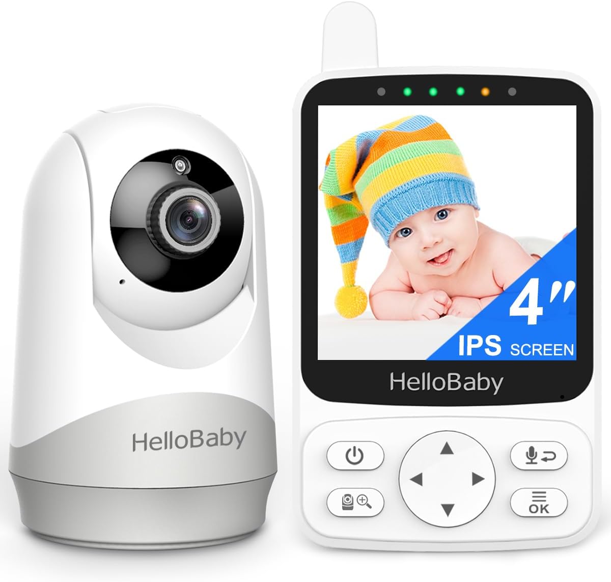 HelloBaby Baby Monitor - Portable Video Baby Monitor with Camera and Audio, 4 IPS, 29-Hr Battery, 1000ft Range, Night Vision, 2-Way Audio, No WiFi,Temperature, Ideal for Travel