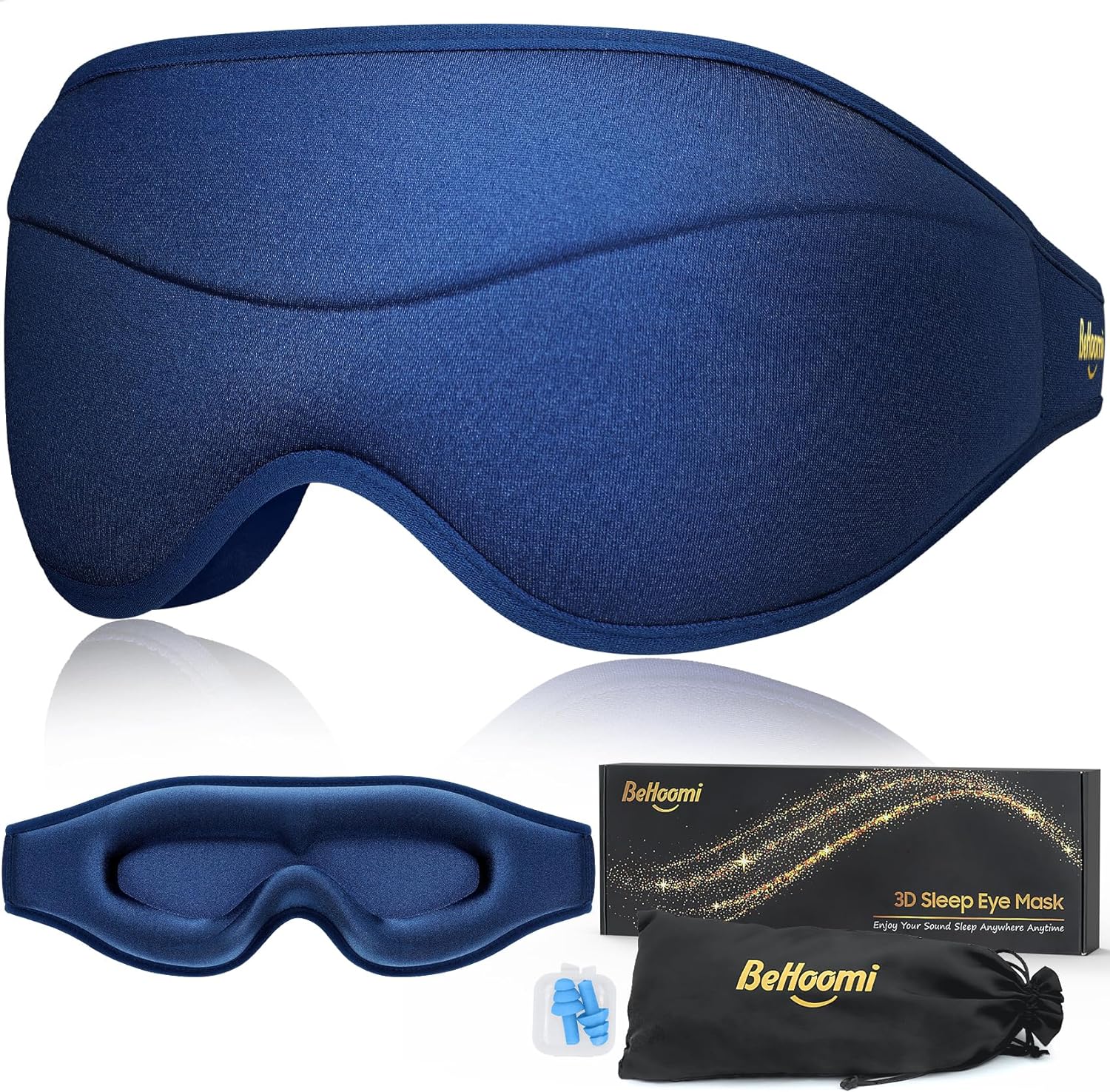 Sleep Mask, Premium Eye Mask for Sleeping, Total Blackout, Superior Soft Comfort, Upgraded 3D Ergonomic Designed Sleeping Mask for Home, Office, Travel, Meditation, Royal Blue