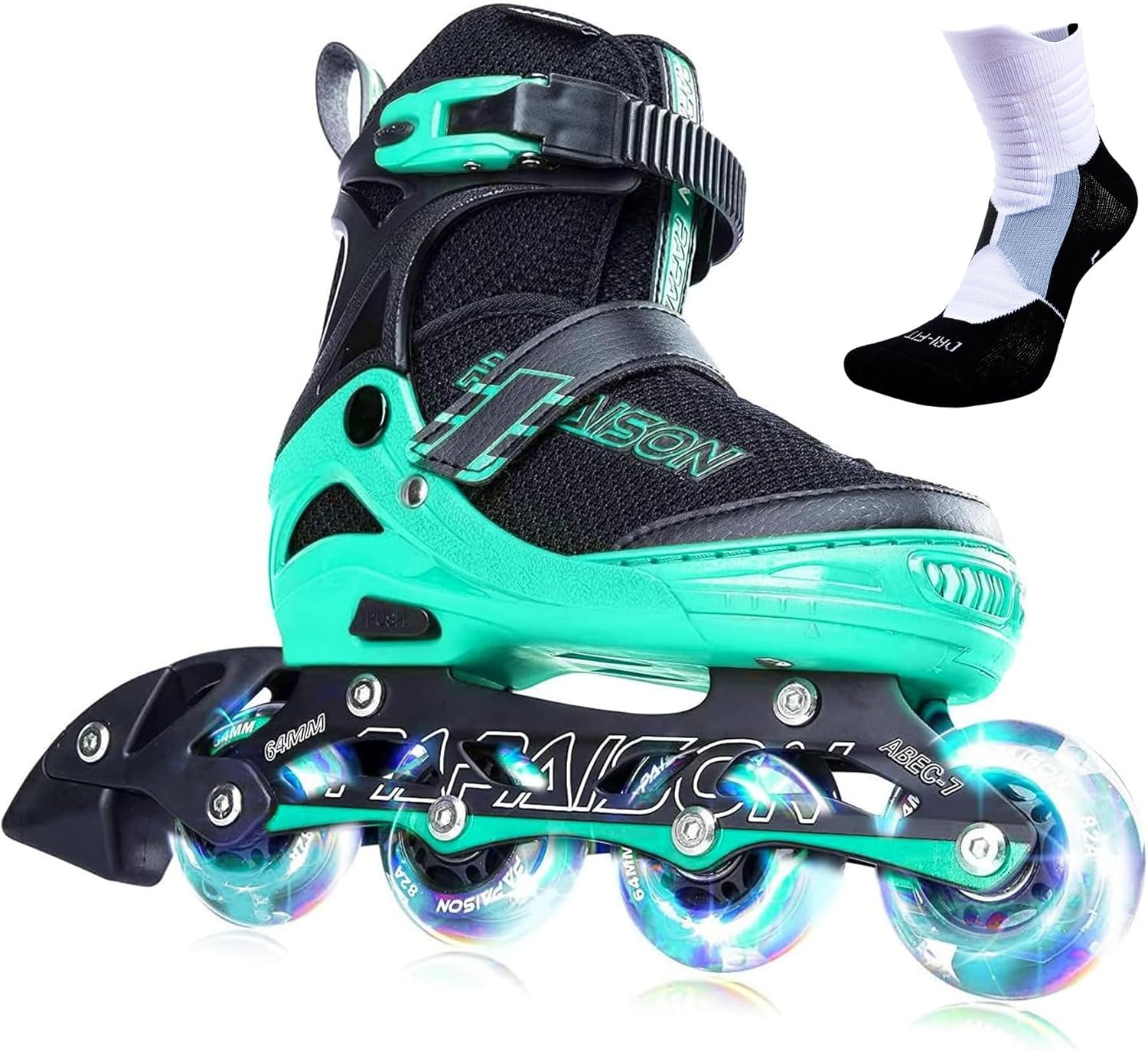 PAPAISON Adjustable Inline Skates for Kids and Adults with Full Light Up Wheels, Outdoor Roller Skates for Girls and Boys, Men and Women