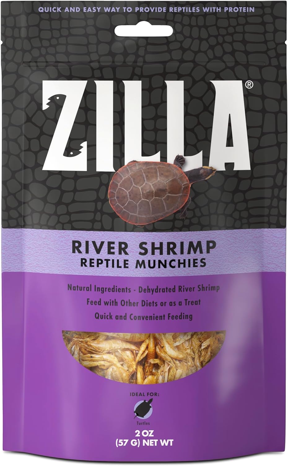 Zilla Reptile Food Munchies River Shrimp for Turtles, Salamanders, Axolotls, and Large Tropical Fish, 2-Ounce