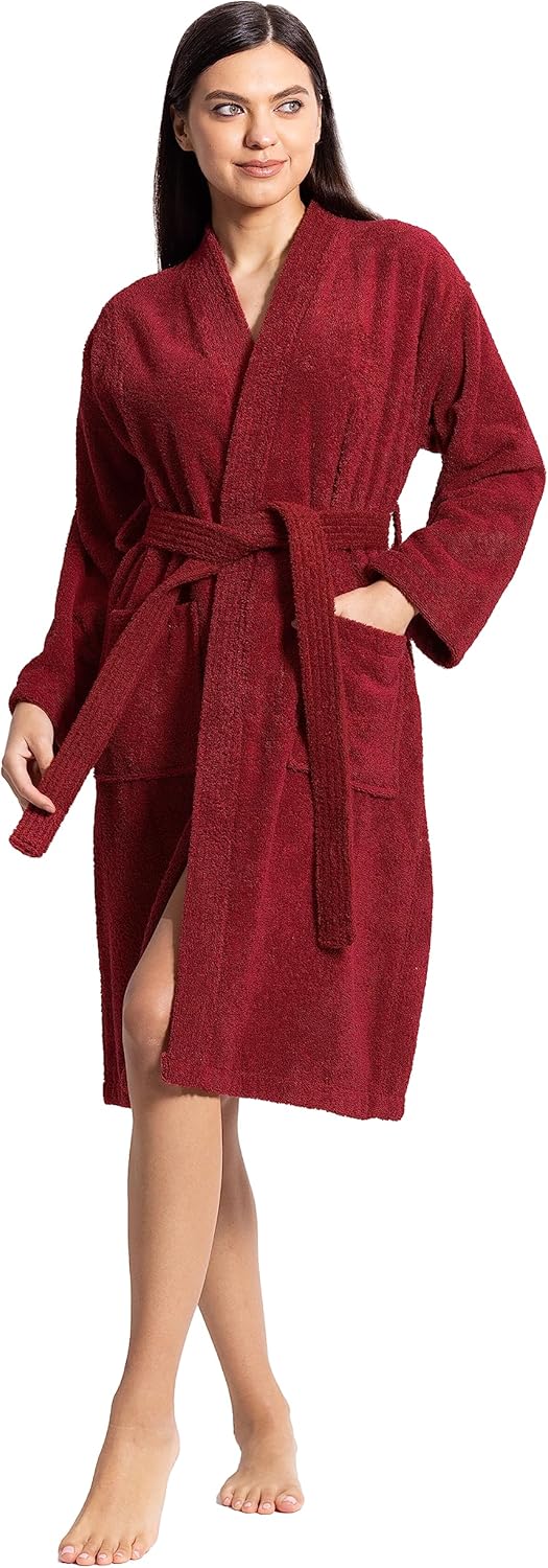 Chakir Turkish Linens 100% Cotton Terry Cloth Turkish Kimono Bathrobe for Women