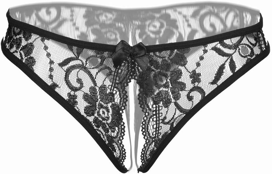 Women Sexy Floral Lace Briefs with Cute Bow Center