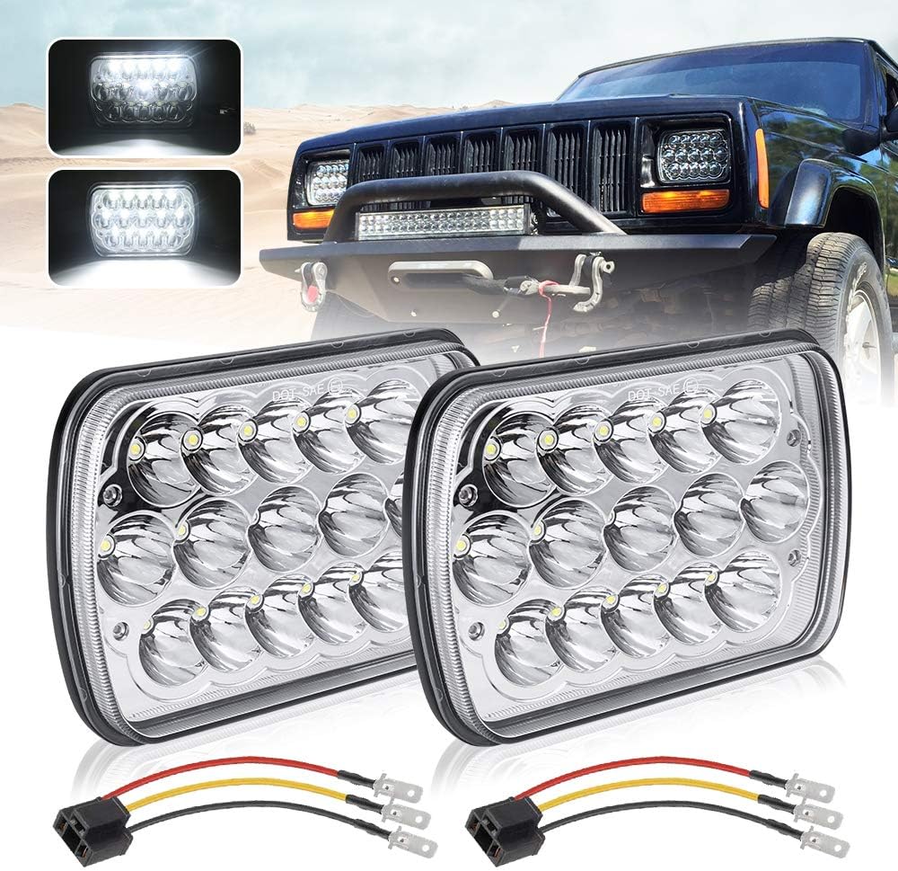 LX-LIGHT DOT approved 5 x 7 6x7inch Rectangular LED Headlights Compatible with Jeep Wrangler YJ Cherokee XJ Trucks 4X4 Offroad Headlamp Replacement H6054 H5054 H6054LL 69822 6052 6053