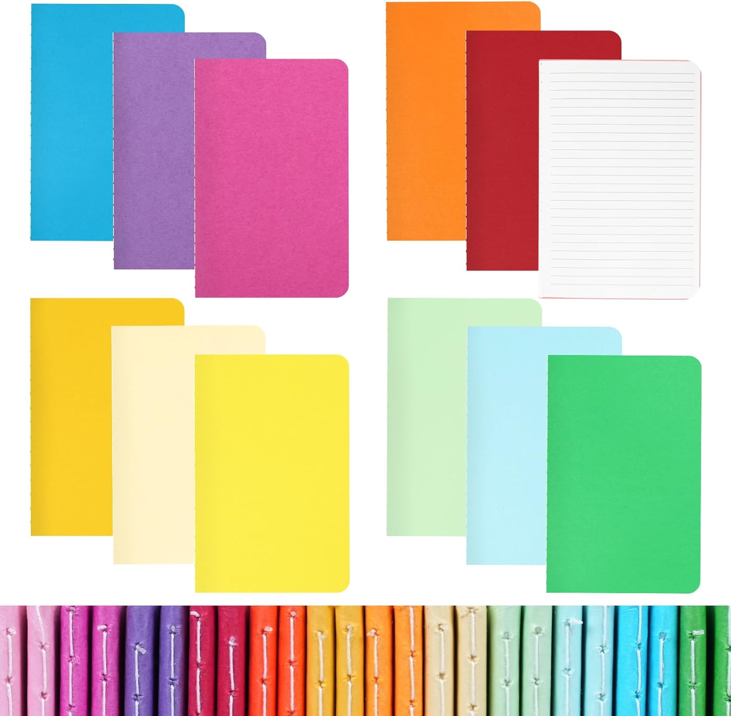 EOOUT 24pcs Lined Mini Journals, 3.5 x 5.5in Small Pocket Notebooks, Journals for Kids, 48 Pages Lined Notepad, 12 Colors for Students, Traveler, School Supplies