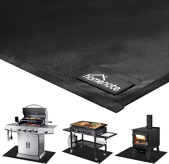 homenote Large Under Grill Mat, Durable 36 x 65 inches Deck and Patio Protective Mats, Fireproof Grill Pads for Outdoor, Perfect for Charcoal Grills, Gas Grills, Oil Fryers and Smokers