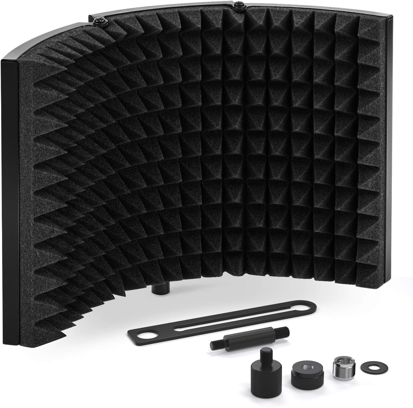 TONOR Microphone Isolation Shield, Studio Mic Sound Absorbing Foam Reflector for Any Condenser Microphone Recording Equipment Studio, Black