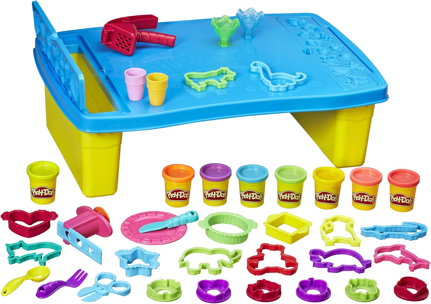 Play-Doh Play 'n Store Table Toy, Arts & Crafts Activities for Kids 3 Years & Up, Over 25 Play-Doh Accessories, 8 Modeling Compound Colors (Amazon Exclusive)