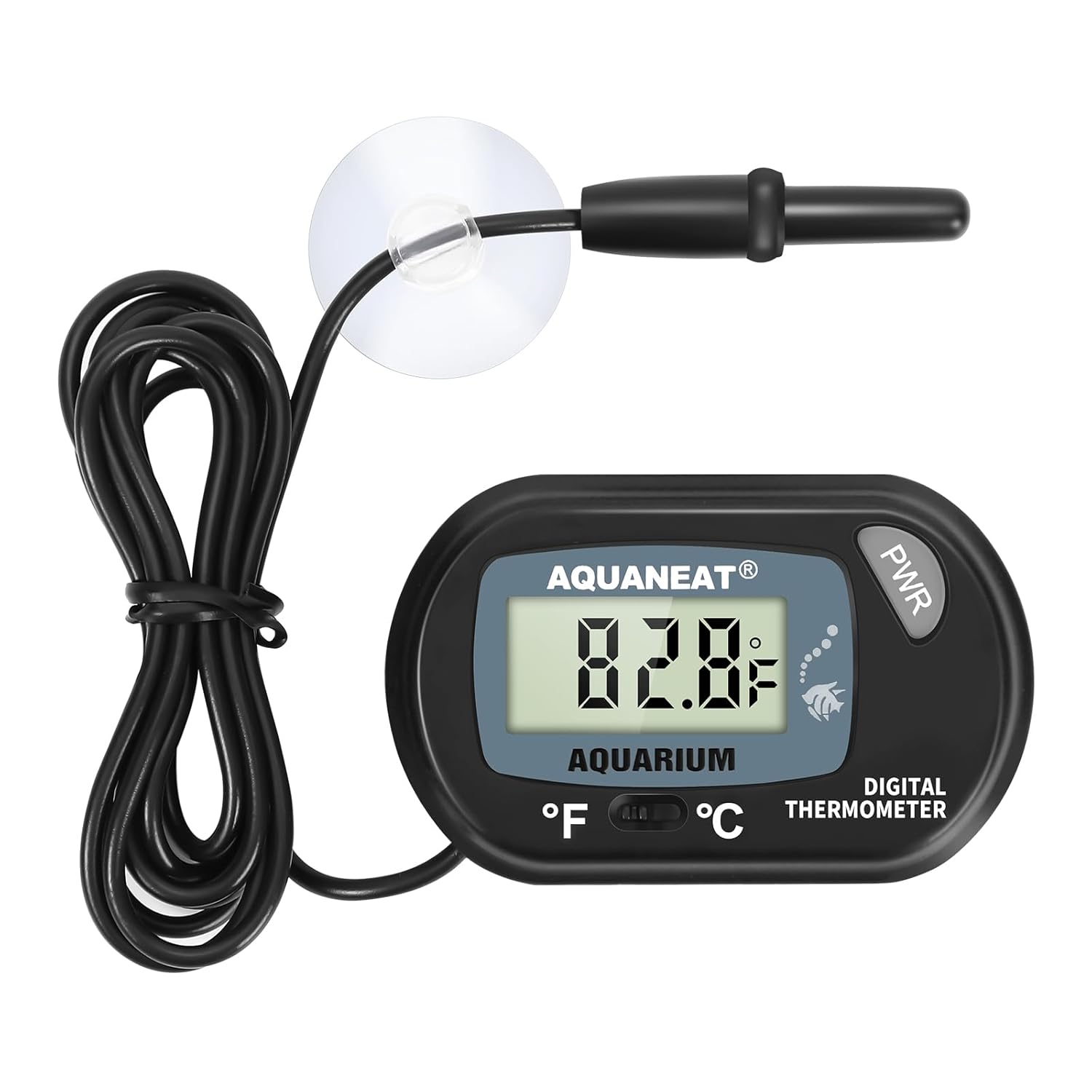 AQUANEAT Aquarium Thermometer, Reptile Thermometer, Fish Tank Thermometer, Digital Thermometer, Terrarium Water Temperature Test, with Large LCD Display (1 Pack)