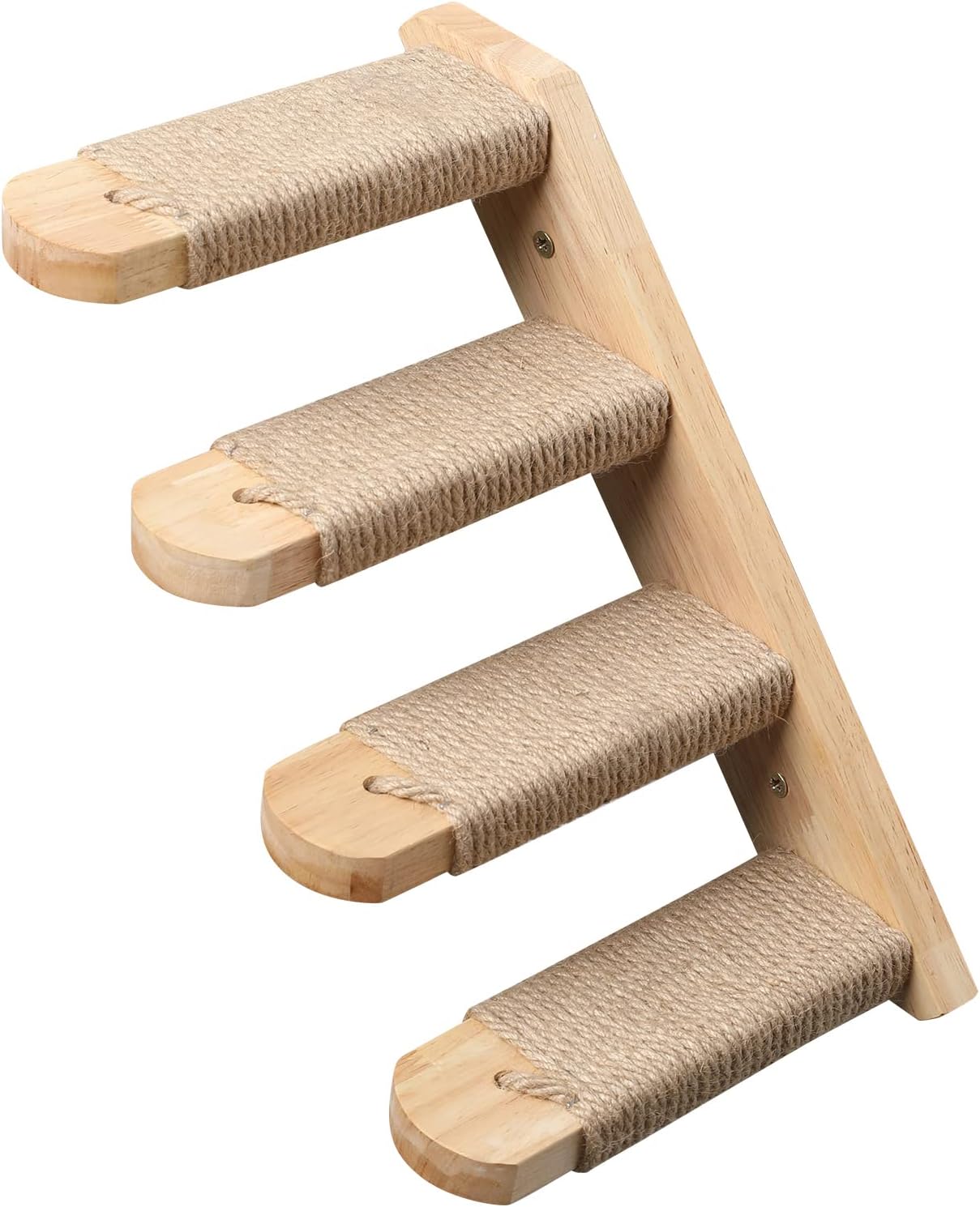 FUKUMARU Cat Climbing Shelf Wall Mounted, Four Step Cat Stairway with Jute Scratching for Cats Perch Platform Supplies