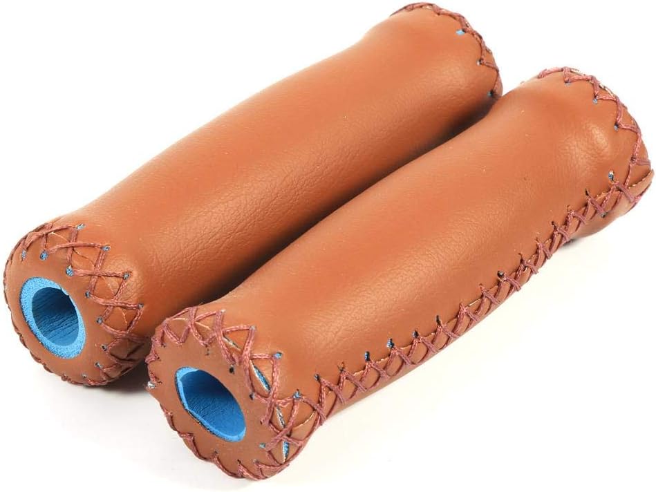 Bike Handlebar Grips, Retro Artificial Leather Handlebar Grips Bike Handle Cover Grips (1 Pair)