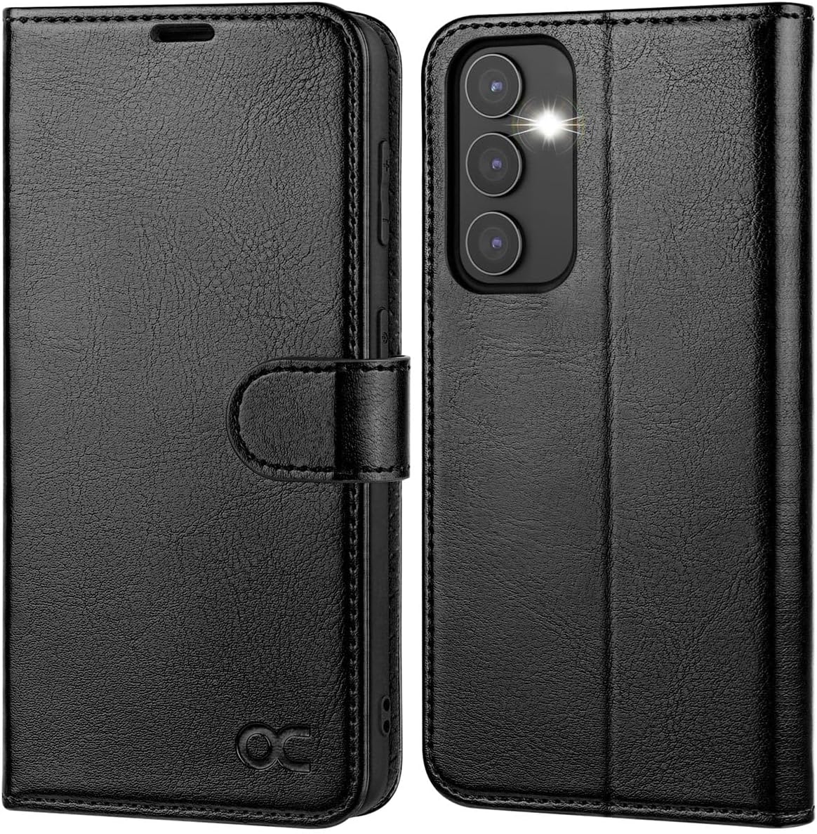 OCASE Compatible with Galaxy S23 FE 5G Wallet Case, PU Leather Flip Folio Case with Card Holders RFID Blocking Kickstand [Shockproof TPU Inner Shell] Phone Cover 6.4 Inch (2023) - Black