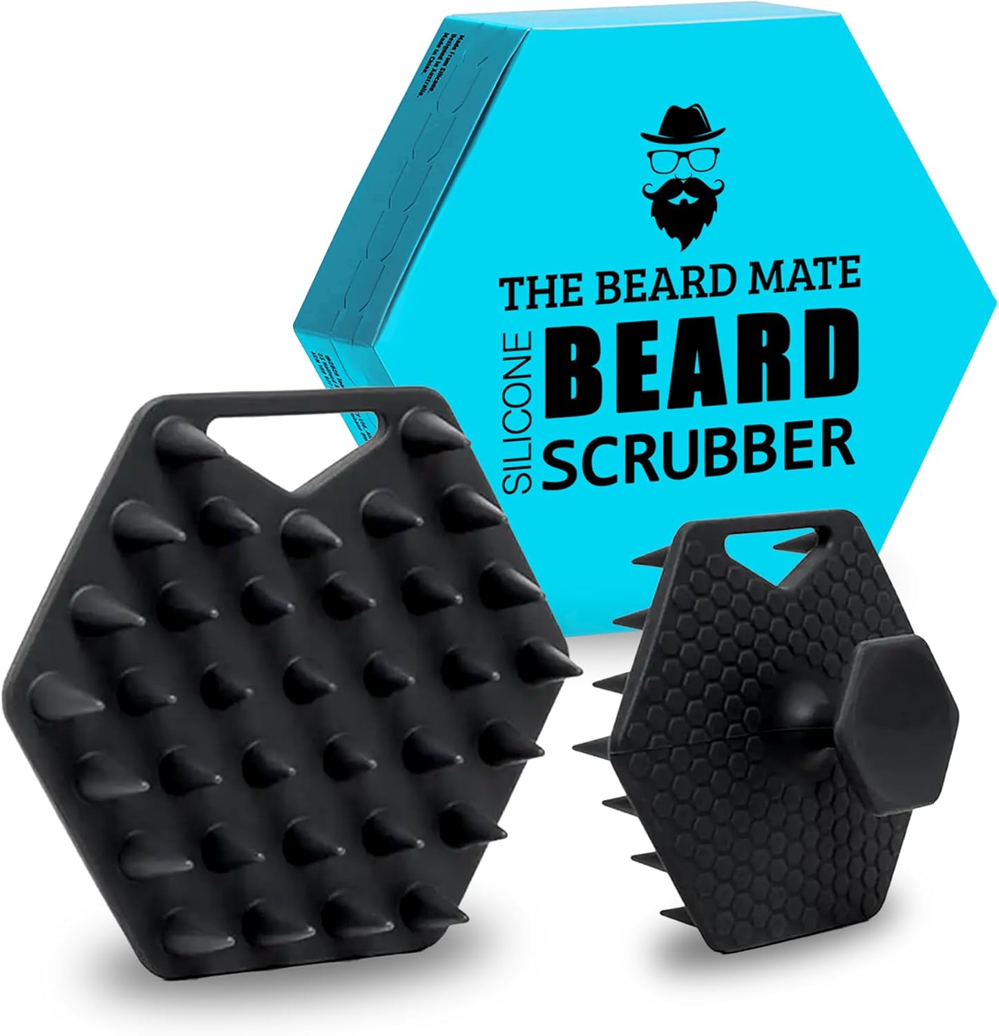 The Beard Mate' Silicone Beard Scrubber Exfoliator & Brush, Scalp Exfoliator Tool with Flexible & Soft Bristles Shower Brush. Designed for Deep Cleansing, Eliminating Beardruff & Dandruff.