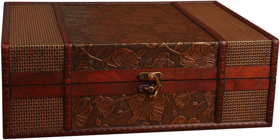 Cabilock Memory Box Wooden Desktop Storage Boxes Wood Treasure Box for Books Jewelry Document Box without Lock (Lotus) Storage Boxes Decorative