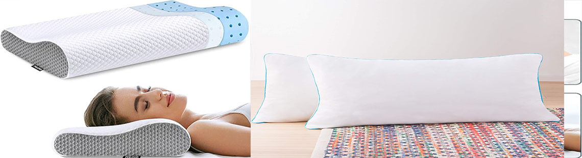 Memory Foam Pillow for Sleeping, Ergonomic Contour Cervical, Neck Support Orthopedic Bed Pillow for Neck Pain Relief, Side Back Stomach Sleeper