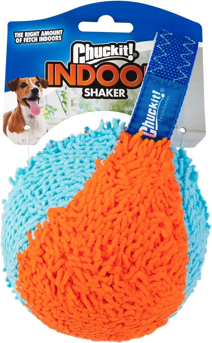 Chuckit Indoor Fetch Shaker Dog Toy (7.5 Inch), Orange and Blue