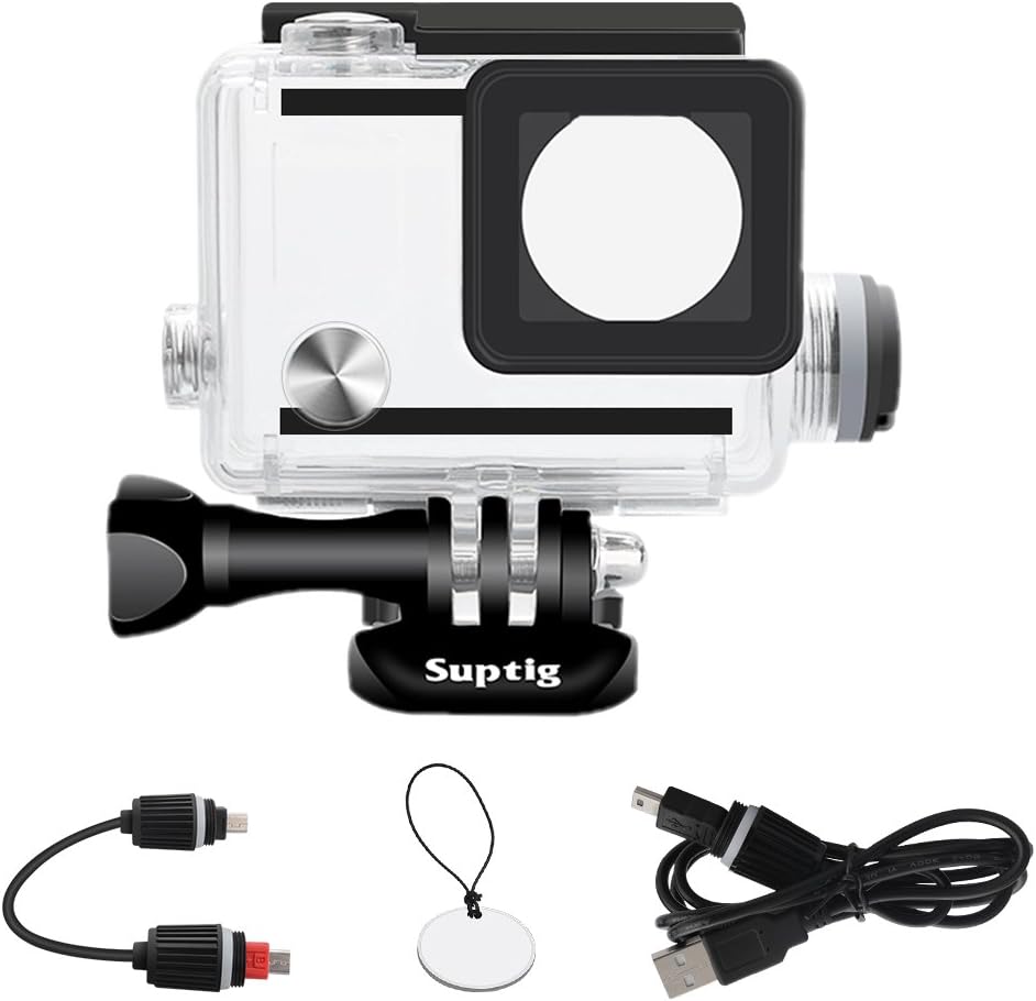 Suptig Housing Rechargeable Waterproof housing for GoPro Hero 4 Hero 3  Hero 3 Outside Action Camera for Underwater Charge Use - Water Resistant up to 131ft (40m)