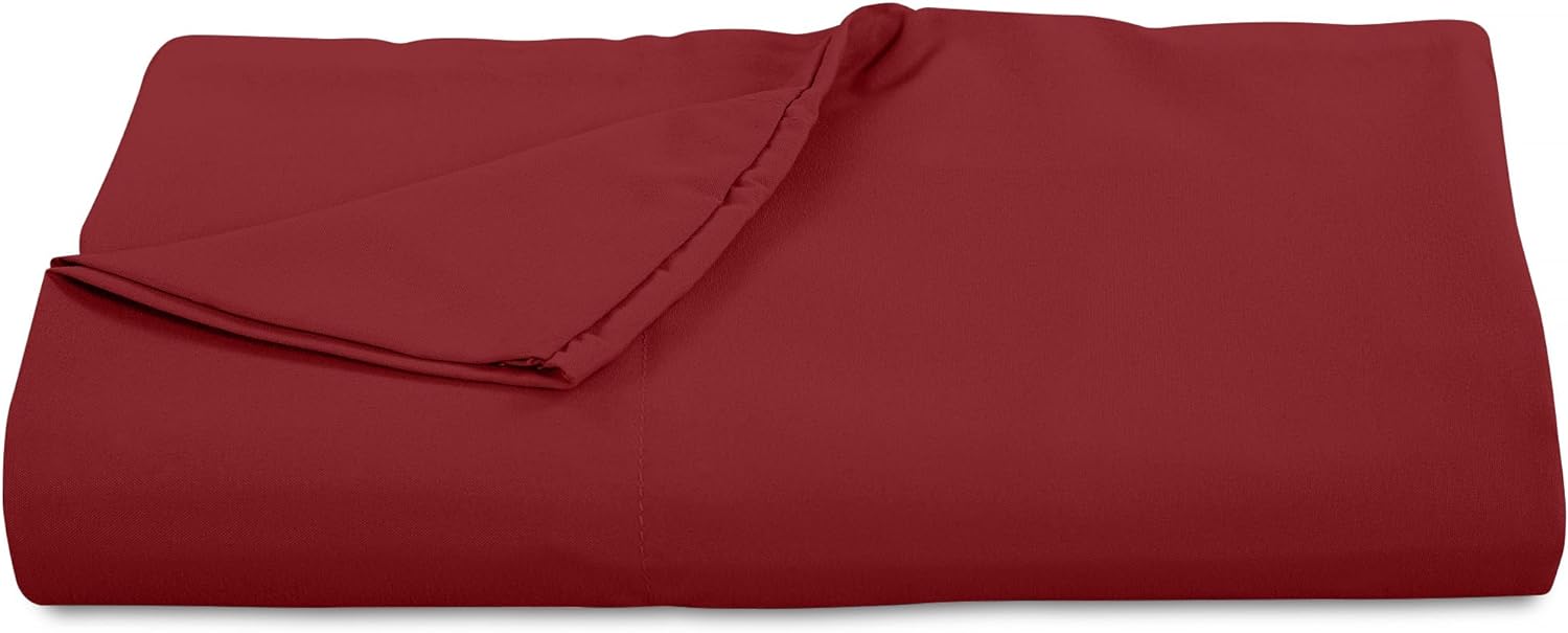 ROYALE LINENS 300 Thread Count 100% Long Staple Combed Cotton Flat Sheet - Super Soft - Top Sheet - Queen Flat Sheet Sold Separately - Breathable, Cool & Crisp Percale Flat Sheet Only (Queen, Red)