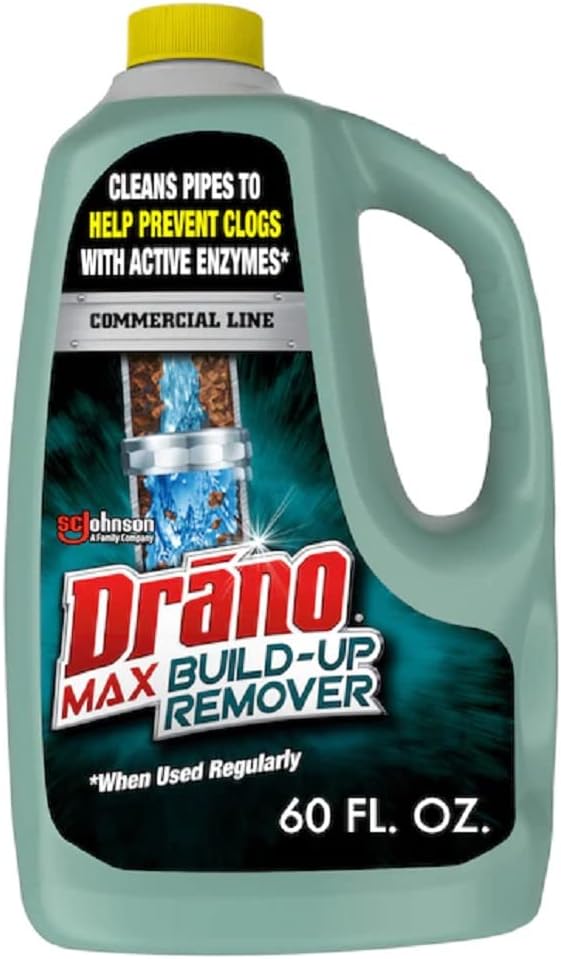 Drano Max Build Up Remover Drain Clog Remover and Cleaner, Great for Clog Prevention, Commercial Line, 60 oz