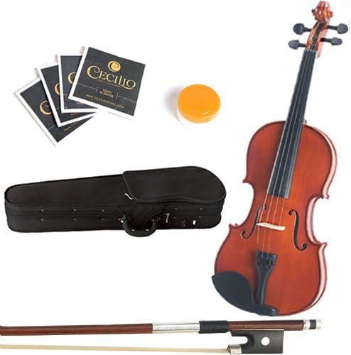 Mendini 14-Inch MA250 Varnish Solid Wood Viola with Case, Bow, Rosin, Bridge and Strings