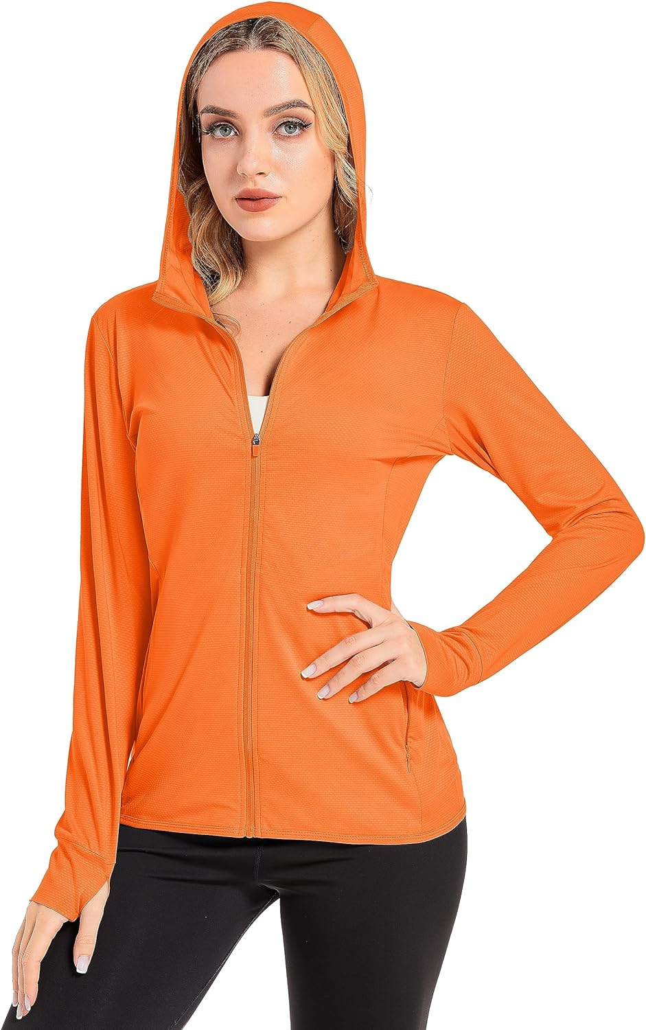 CRYSULLY Women's Full Zip 50+ Sun Protection Hoodie Jacket Long Sleeve Shirt with Pockets